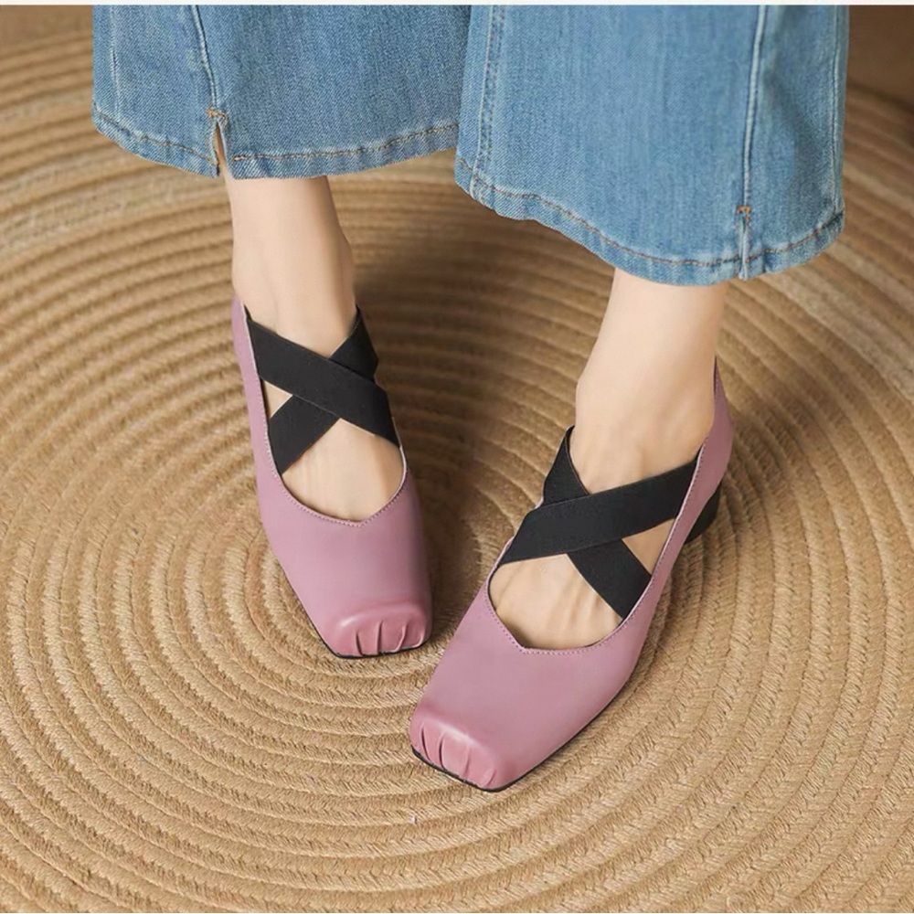🐽 Piggy Nose Design Leather Ballet Shoes